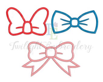 Set of 3 Bow Machine Embroidery Designs, Bow Applique Machine Embroidery Designs, Bow Tie Applique Design, Bow Tie Embroidery Design 0020