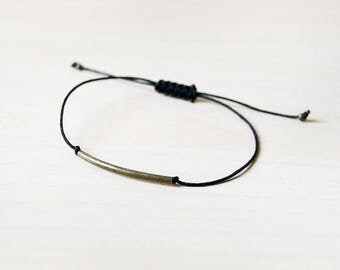Minimal Bracelet, Thin Bracelet, Woman Bracelet, Chic Adjustable Bronze Tube, Bar, Bar and thread, Bronze Bar, Single Bar, Minimalist