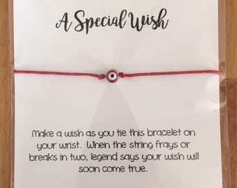 RedB - A Special Wish RED EVIL EYE Bracelet - choose your cord color