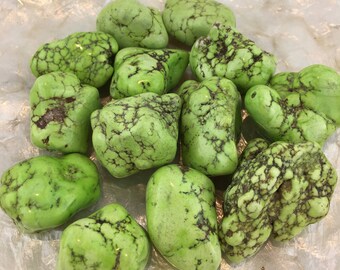 Lime green Stabilized Turquoise Free Form Nuggets