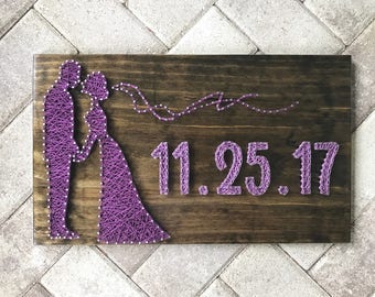 MADE TO ORDER - Bride and Groom String Art with Wedding Date- Wedding Anniversary Gift