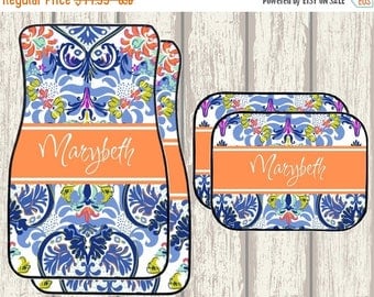 SALE Chelsea Floral Damask Design Personalized Car Mats - Choice of 18 Patterns, Frame, Monogram - Exclusive Design by Mary Beth Goodwin