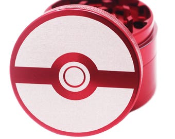 Herb Grinder Laser Engraved - Red - 2.2" Inch 4 Piece