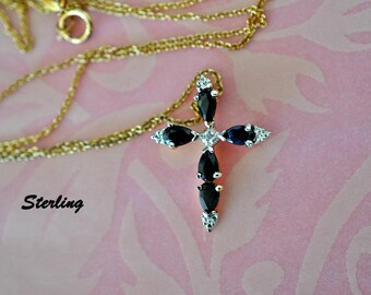 Elsa Side Cross Necklace - Black main image 1