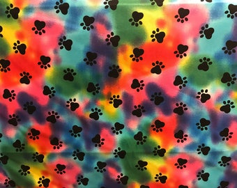 thumbnail image 2 of Tie Dye Paw Print Dog Bandana – Over The Collar Style – Cotton Blend 2 of 5
