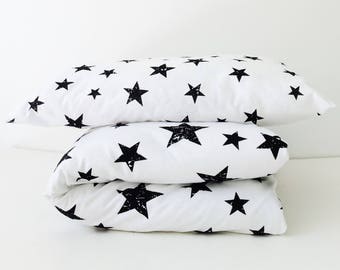 Kids Duvet Cover, Toddler Bedding, Set, Baby Blanket Cover, Toddler Duvet Covers, Stars Baby Shower, White Duvet Cover, Black White, Nursery