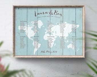 Wedding Seating Chart, World Map Guest Chart, Table Plan Map, Wedding Sign Map, Map Guests Plan, Custom Table Seating, Travel Theme Decor