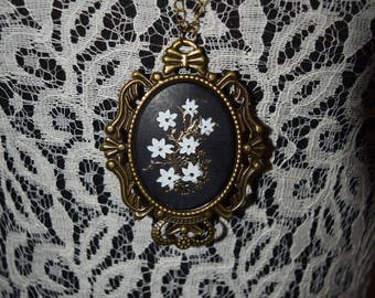 Flower Cameo with bronze chain