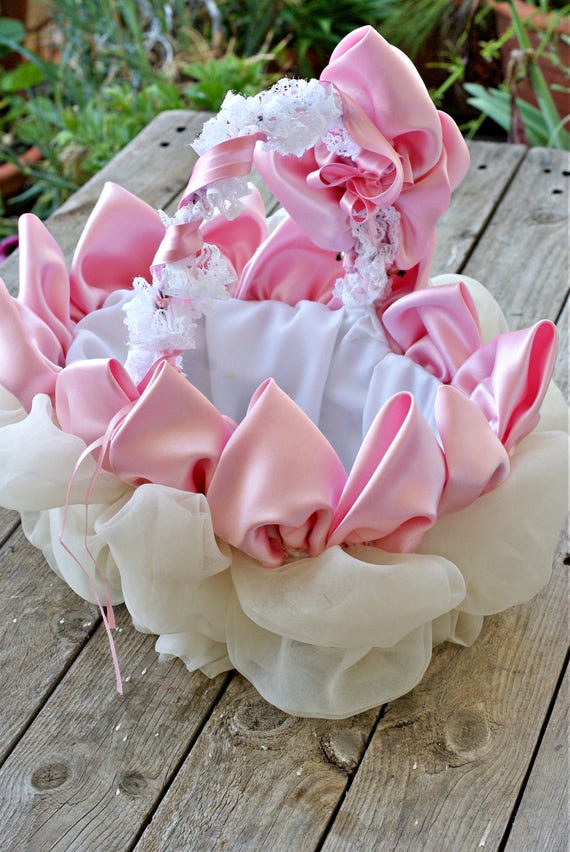 Wedding Flower Basket Flower Girl Basket Shabby Wedding