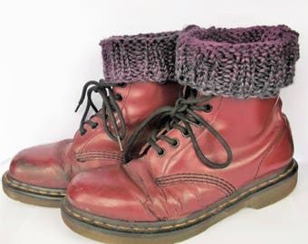 Purple boot cuffs, doc marten boot toppers, boot toppers, welly cuffs, vegan boot cuffs, purple boot socks, wool boot cuffs, lelsloom, gifts