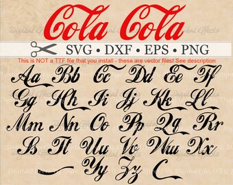 Cola Script Monogram SVG Font, Dxf, Eps, Png, 54 SVG Letter Files Fancy Letters SVG; Cola Inspired Letters, Silhouette Cut Files,Cricut