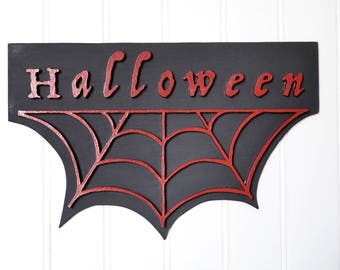 Décoration Halloween rouge sang, noir mat, fait main - halloween decoration fully handmade, red and matte black