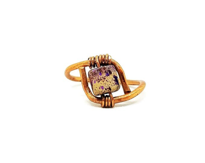 Purple Impression Jasper Ring, Copper Jasper Ring, Unique Birthday Gift, Gift for Her, Chakra Jewelry, Gemstone Ring, Copper Jewelry
