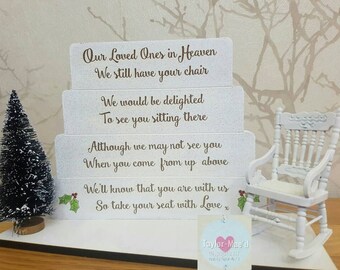 CHRISTMAS in HEAVEN blocks **NEW** new poem by Taylor-Mae'd Designs, complete with rocking chair and Christmas tree