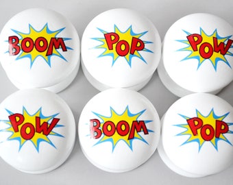 Comic Strip Drawer Knob, Comic Strip Drawer Pull, Dresser Pull, Superhero Knob, Superhero Pull, Kids Room, Children's Room, Kids Knob.