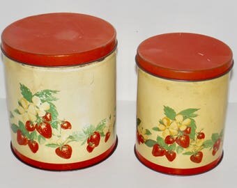Ensemble de bidons vintage - farine, sucre, café, thé