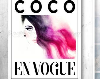 Vogue Print, Vogue Poster, Vogue Art Print, Coco Art Print, Vogue Printable, Coco Chanel Art, Glamour Art Prints, Fashion Watercolor