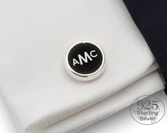 Monogramed cufflinks,Silver cuff links,Wedding Cufflinks,Groom Cufflinks,Personalized Cufflinks,Engraved Cufflinks,Round cufflinks