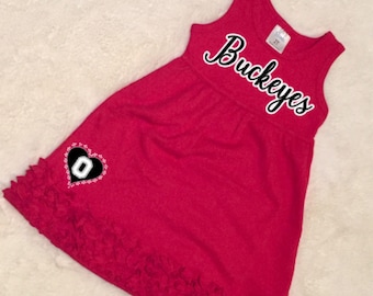COLLEGIATE CORNER: Ohio State Buckeyes Toddler Game Day Dress, College Football little girl dress, Buckeyes girls dress