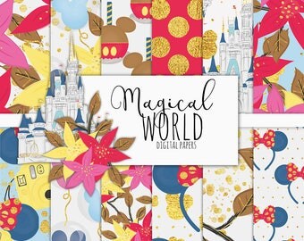 Magical World Digital Paper Pack | Scrapbook Paper | Printable Background | 12 JPG, 300dpi files.