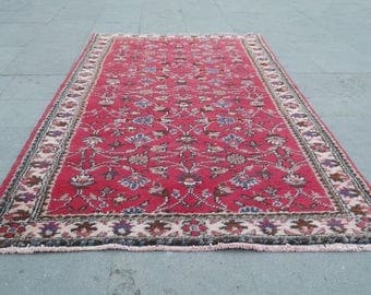 vintage turkish rug 196x102 cm, 77.1x40.1 inches,wool carpet,turkish carpet,carpets,living room rug,türkische teppich,tapis,alfombra,rugs