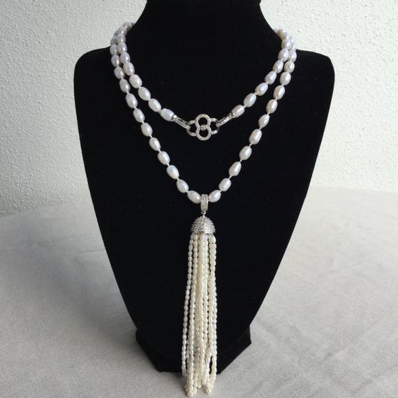 Knotted Freshwater Pearls Necklace With Tassel