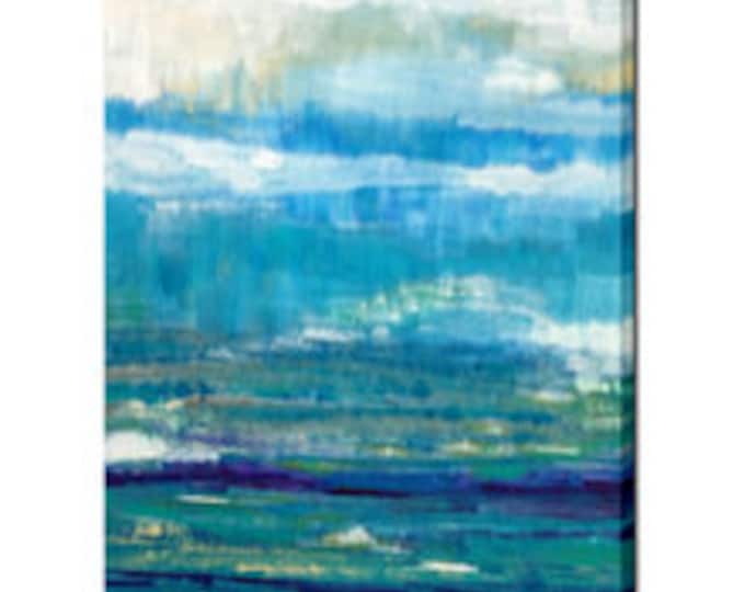 Seascape Abstract Painting -- Modern Coastal Canvas Print, Large Seaglass Sea Glass Wall Art, Large Abstract Painting, Seascape Beach