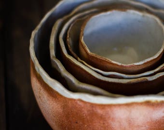 Freshly Hatched Nesting Bowl Set - wood fired bowls, ceramic bowls, stoneware
