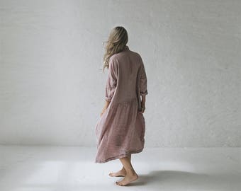 LINEN dress OVERSIZED dusty pink LOOSE tunic