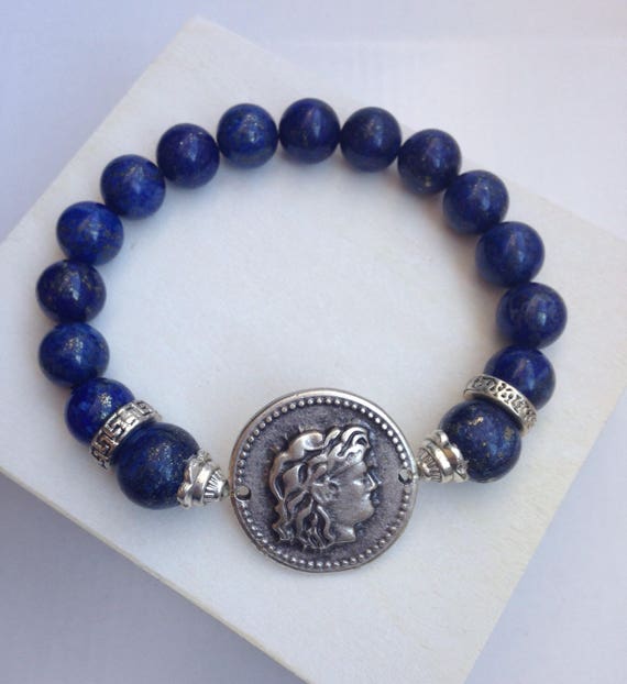 Gorgeous Lapis Lazuli Men Bracelet ethnic bracelet-Hera Coin