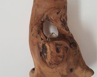 Applique murale en bois flotté naturelle,fait de ce morceau de bois unique avec ca coupole de verre de mer en son haut.