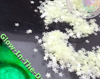 Tiny GLOW-In-The-DARK Stars, Glitter Inclusions, Scrapbook, Craft, Nail Art, Resin Star GLitter