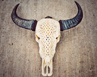 Hand Carved Buffalo Skull