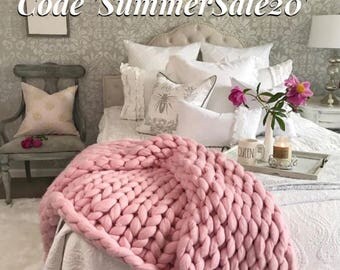 Chunky Knit Blanket, Chunky Knit Throw Blanket, Chunky Knit Throw, Chunky Knit Blanket, Arm Knit Blanket, Merino Wool Chunky Knit Throw