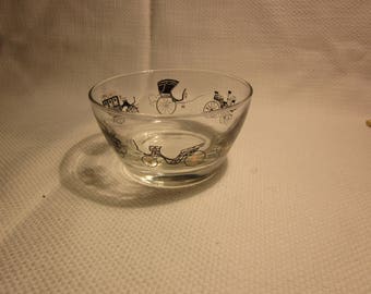 Vintage Libbey glass horseless carriage bowl - 1950's