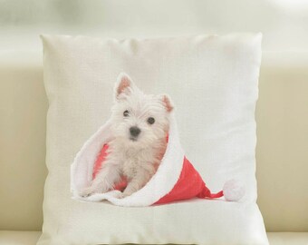 westie christmas pillow