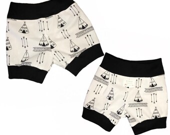 Baby boy shorts, baby shorties, baby bloomers, baby bummies, baby boy, teepee shorts, arrow shorts