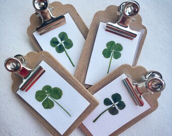 Real Four Leaf Clover Mini Clipboard Fridge Magnet