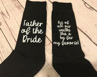 Father Of The Bride Socks/ Wedding Gift Socks/ Wedding Walk Socks/ Personalized Gift From Bride/ Wedding Day Socks/ Custom Wedding