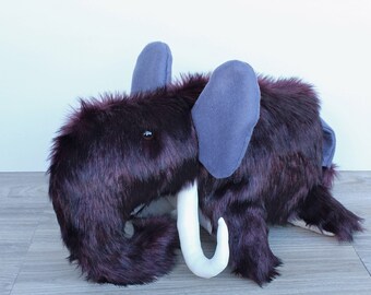 Wooly Mammoth, Large Stuffed Furry Toy, Soft Squishy Plushie, Prehistoric Elephant