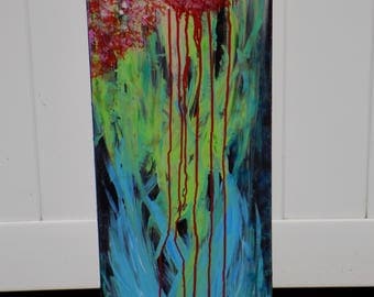 12x36, tall acrylic art contemporary art modern wall art original painting on canvas art by Naomi