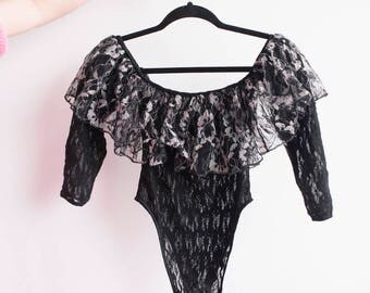 Evelyn mesh bodysuit sheer see-through black spandex mesh