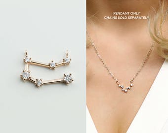 Rose Gold Plated Gemini Constellation Pendant Crystal Zodiac Constellation Connector MignonandMignon Constellation Necklace - RZCP-GE