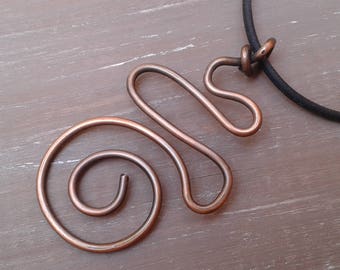 Copper pendant, pendant, necklace copper spiral, antiqued copper, copper jewelry, anniversary, 7 year gift