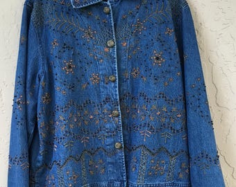 beaded denim shirt