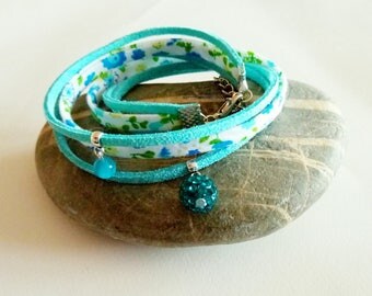Bracelet liberty suede •turquoise • feather charm