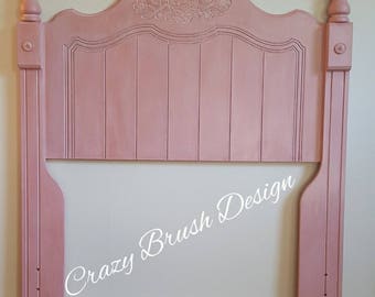 SOLD!!Cottage Twin  Headboard -Shabby Chic Twin Headboard -Painted Headboard -Pink Twin Headboard -Kid's Room-Girls Room