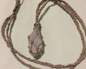 Clear Quartz Crystal Macrame Necklace