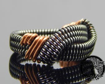 Wire wrapped ring Mens ring Womens ring Copper silver ring Steampunk ring Wire wrap ring Best gift Infinity ring Magic ring Husband gift