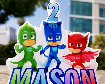 PJ Masks Cake Topper Wax Candle, Personalized Birthday Candle,